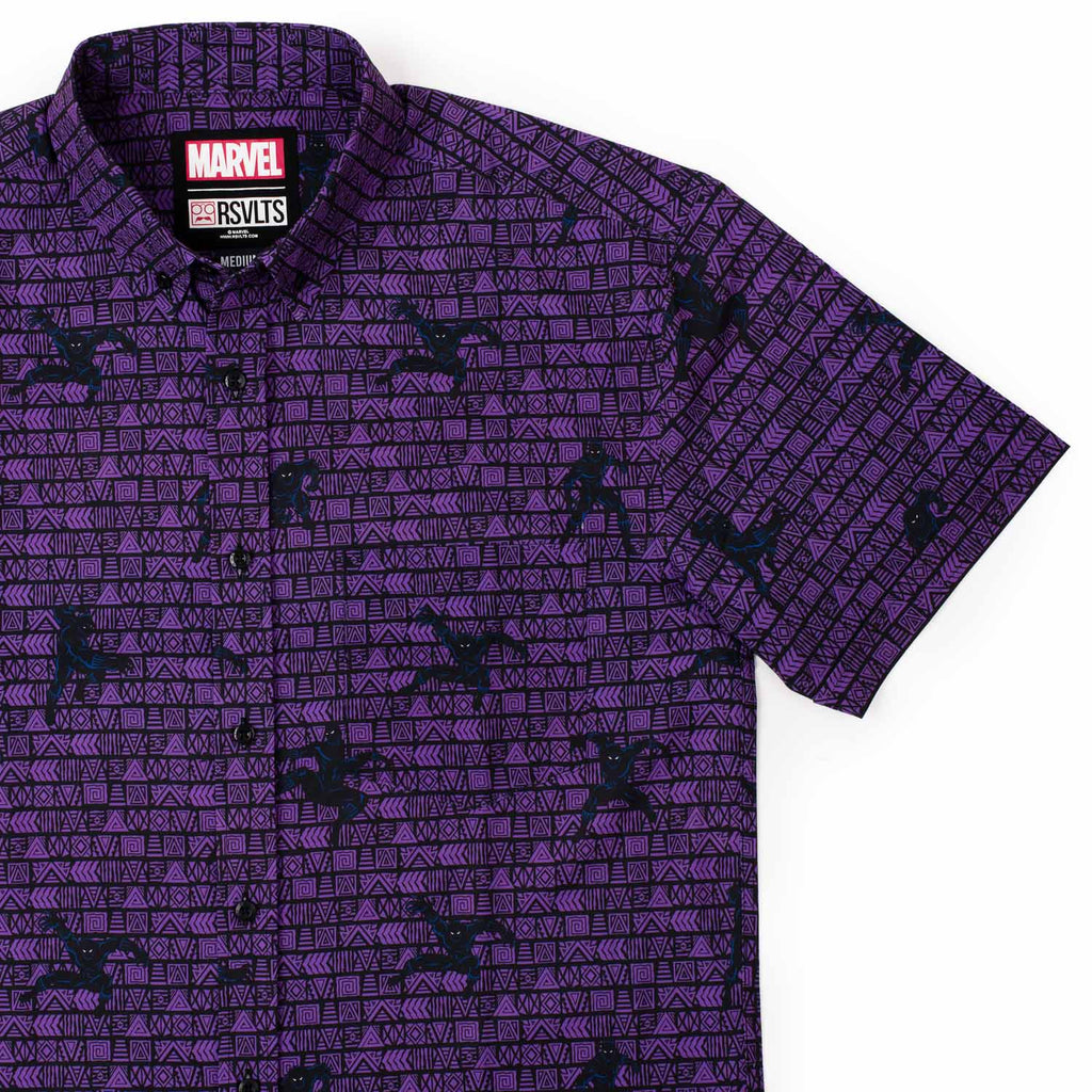 RSVLTS Wakanda Forever KUNUFLEX Short Sleeve Shirt in Purple — front view