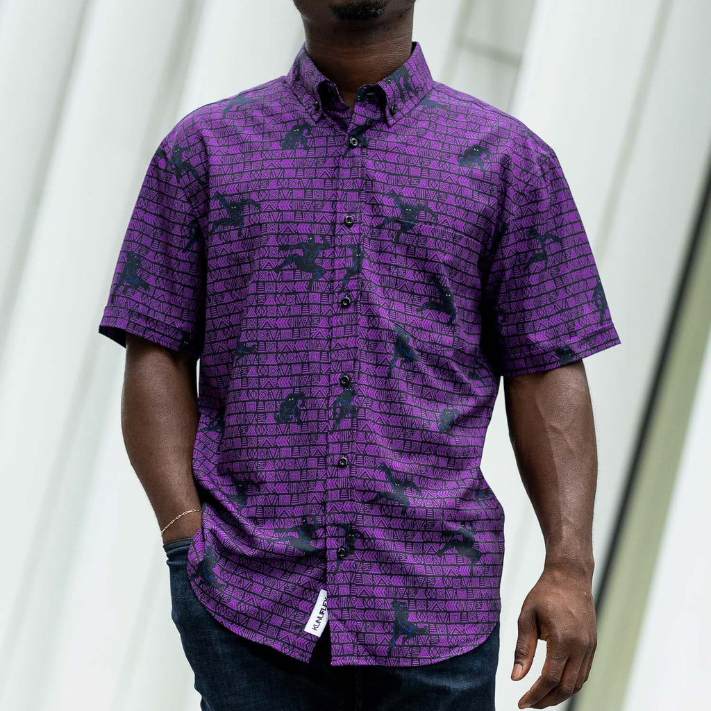 RSVLTS Wakanda Forever KUNUFLEX Short Sleeve Shirt in Purple — detail 2
