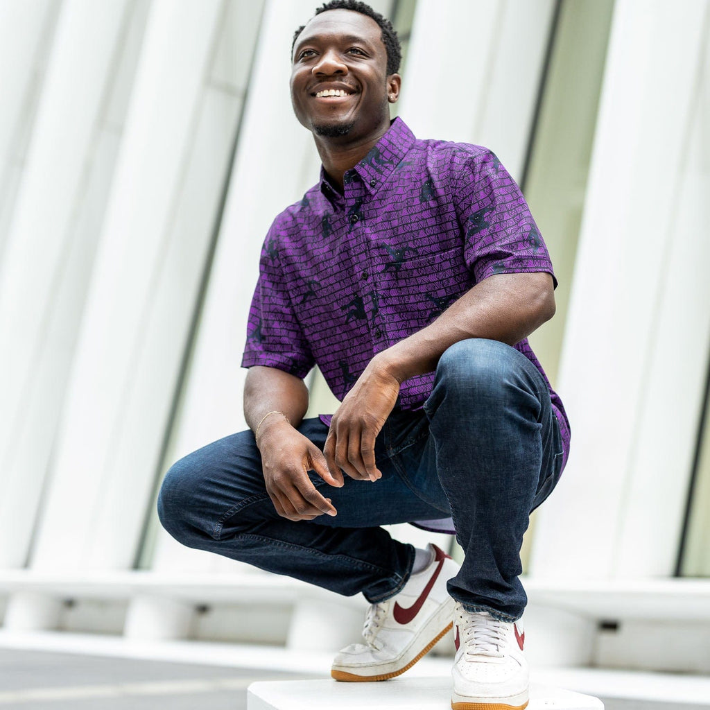 RSVLTS Wakanda Forever KUNUFLEX Short Sleeve Shirt in Purple — detail 6