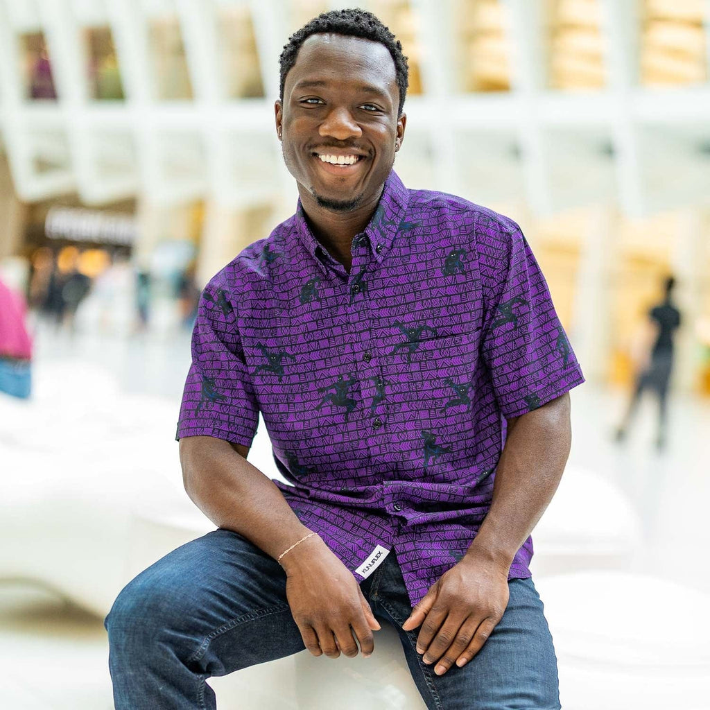 RSVLTS Wakanda Forever KUNUFLEX Short Sleeve Shirt in Purple — detail 8