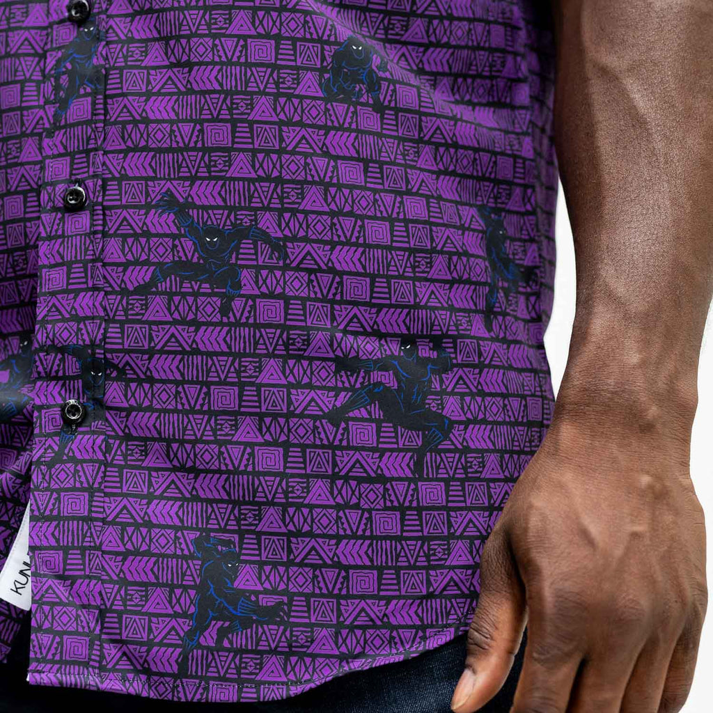 RSVLTS Wakanda Forever KUNUFLEX Short Sleeve Shirt in Purple — detail 4