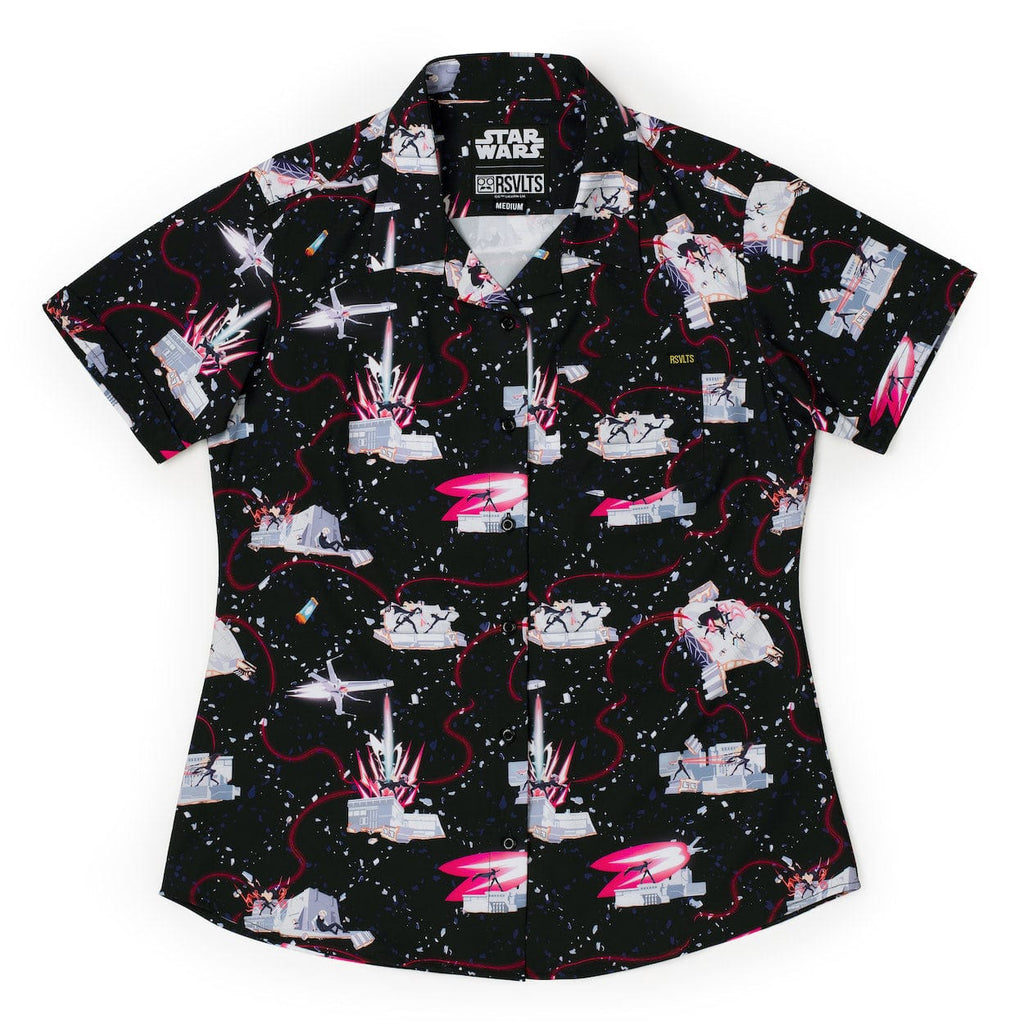 RSVLTS The Twins Women's KUNUFLEX Short Sleeve Shirt in Black — front view