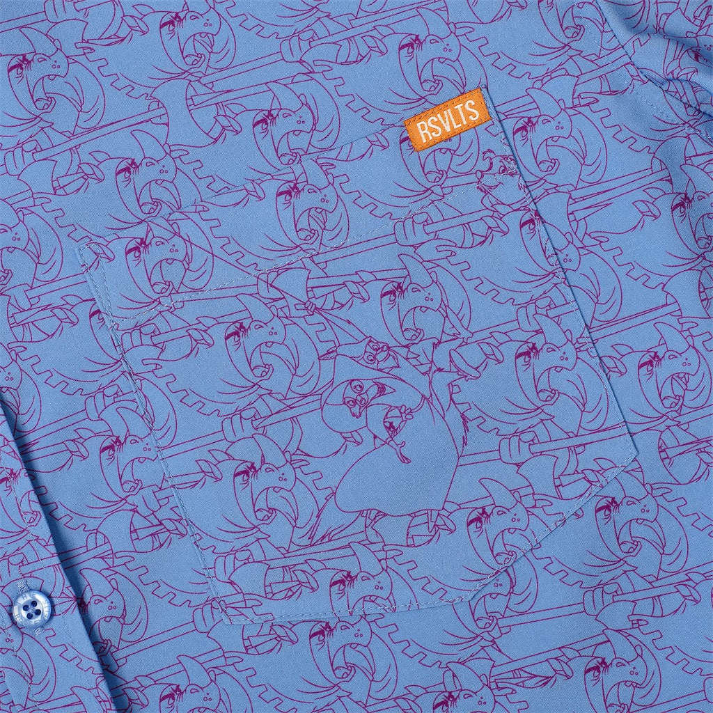 RSVLTS Seize Them! KUNUFLEX Short Sleeve Shirt in Blue — detail 9