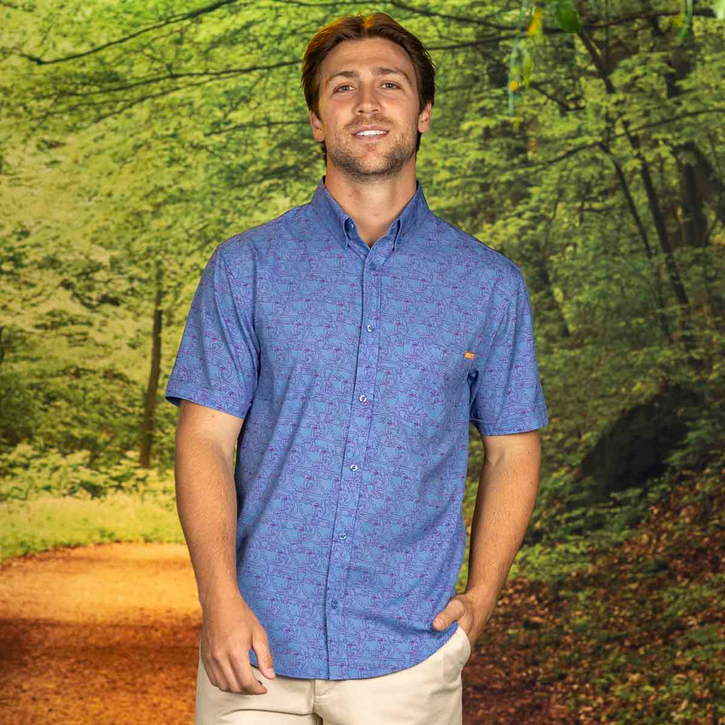 RSVLTS Seize Them! KUNUFLEX Short Sleeve Shirt in Blue — detail 10