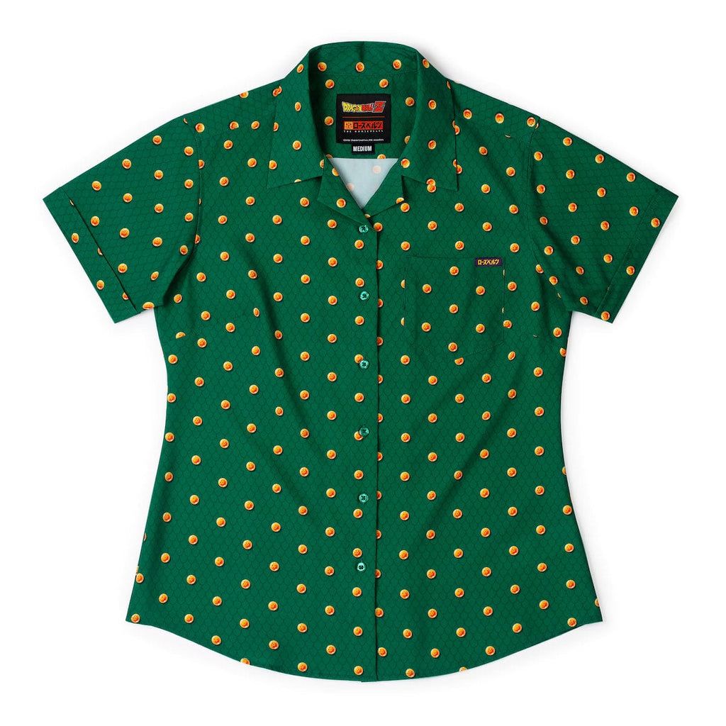 RSVLTS Dragon Balls Women's KUNUFLEX Short Sleeve Shirt in Green — front view