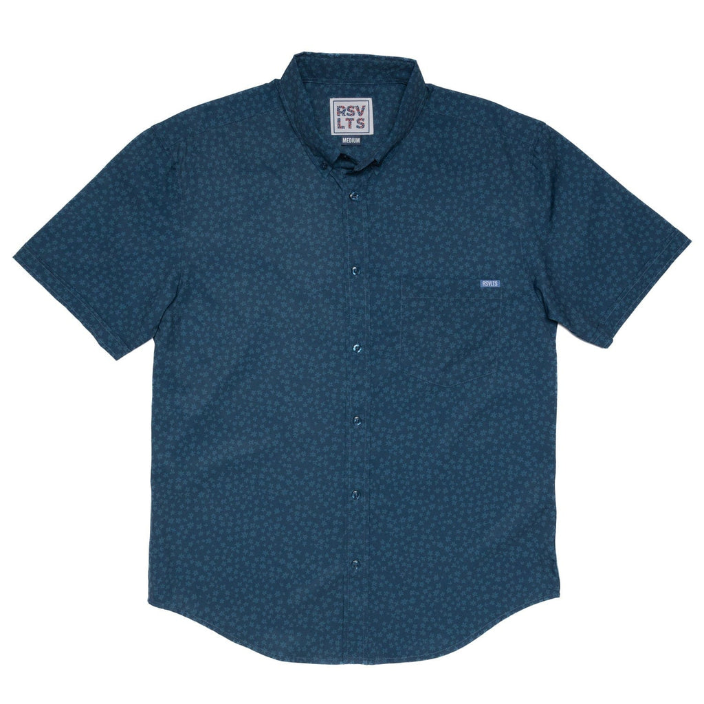 RSVLTS Sunday’s Best KUNUFLEX Short Sleeve Shirt in Blue — detail 3