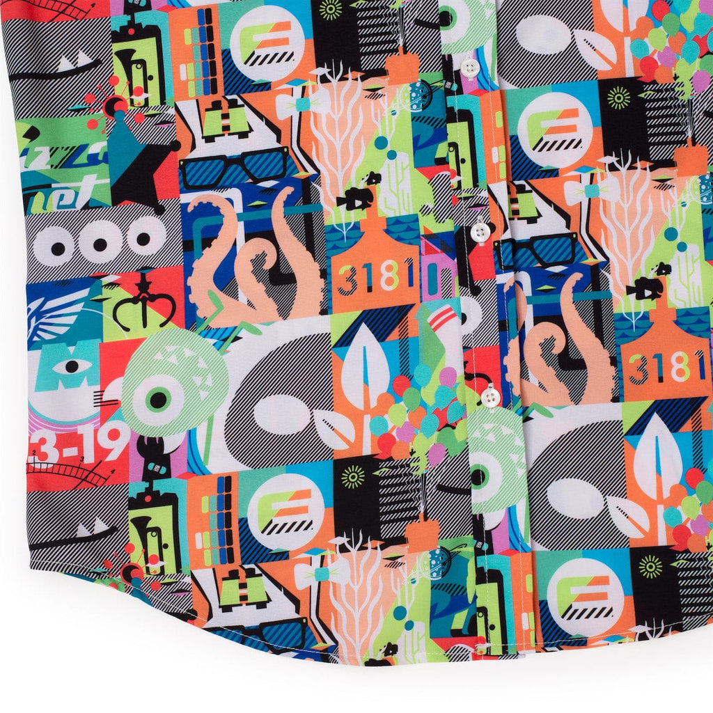 RSVLTS Far Out Mashup KUNUFLEX Short Sleeve Shirt in Multicolor — detail 6