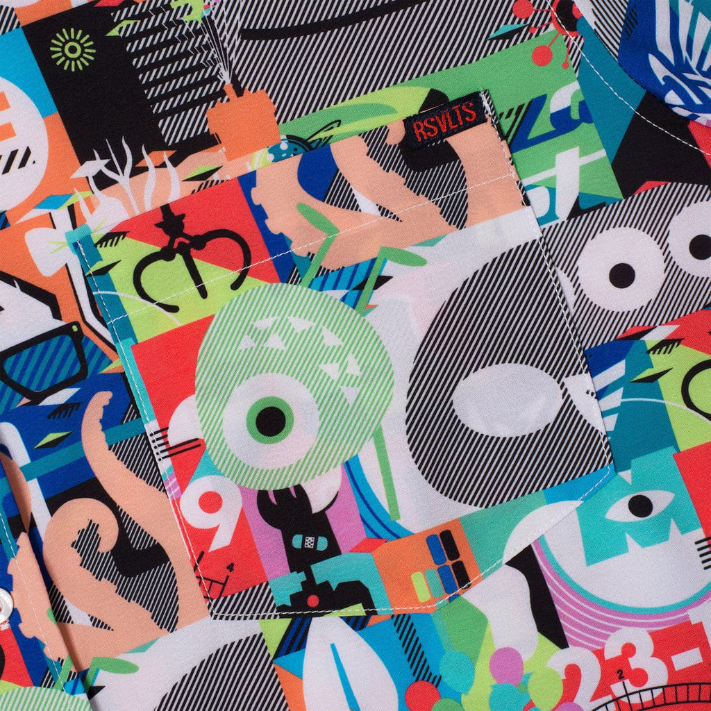 RSVLTS Far Out Mashup KUNUFLEX Short Sleeve Shirt in Multicolor — detail 5