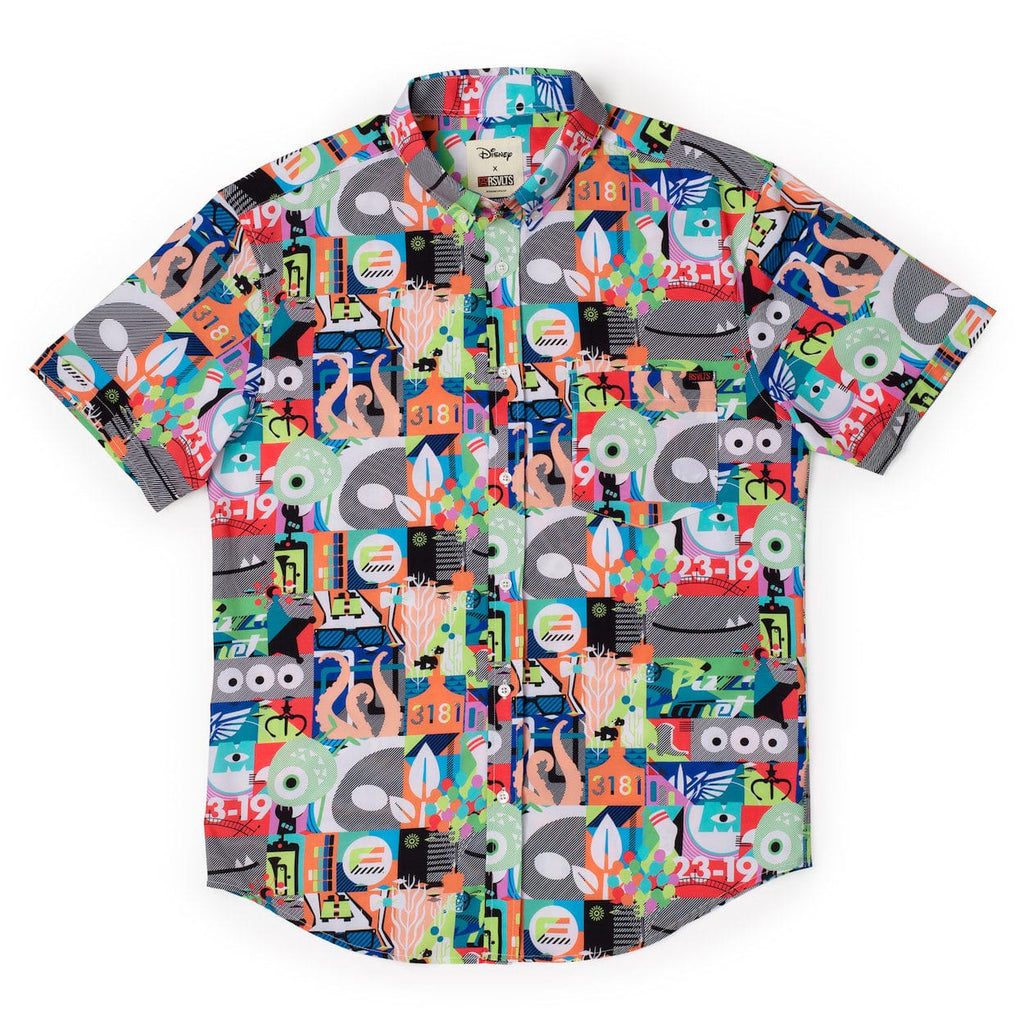 RSVLTS Far Out Mashup KUNUFLEX Short Sleeve Shirt in Multicolor — front view