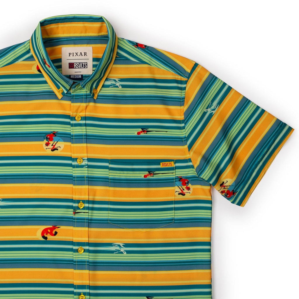 RSVLTS Never Look Back KUNUFLEX Short Sleeve Shirt in Green — front view