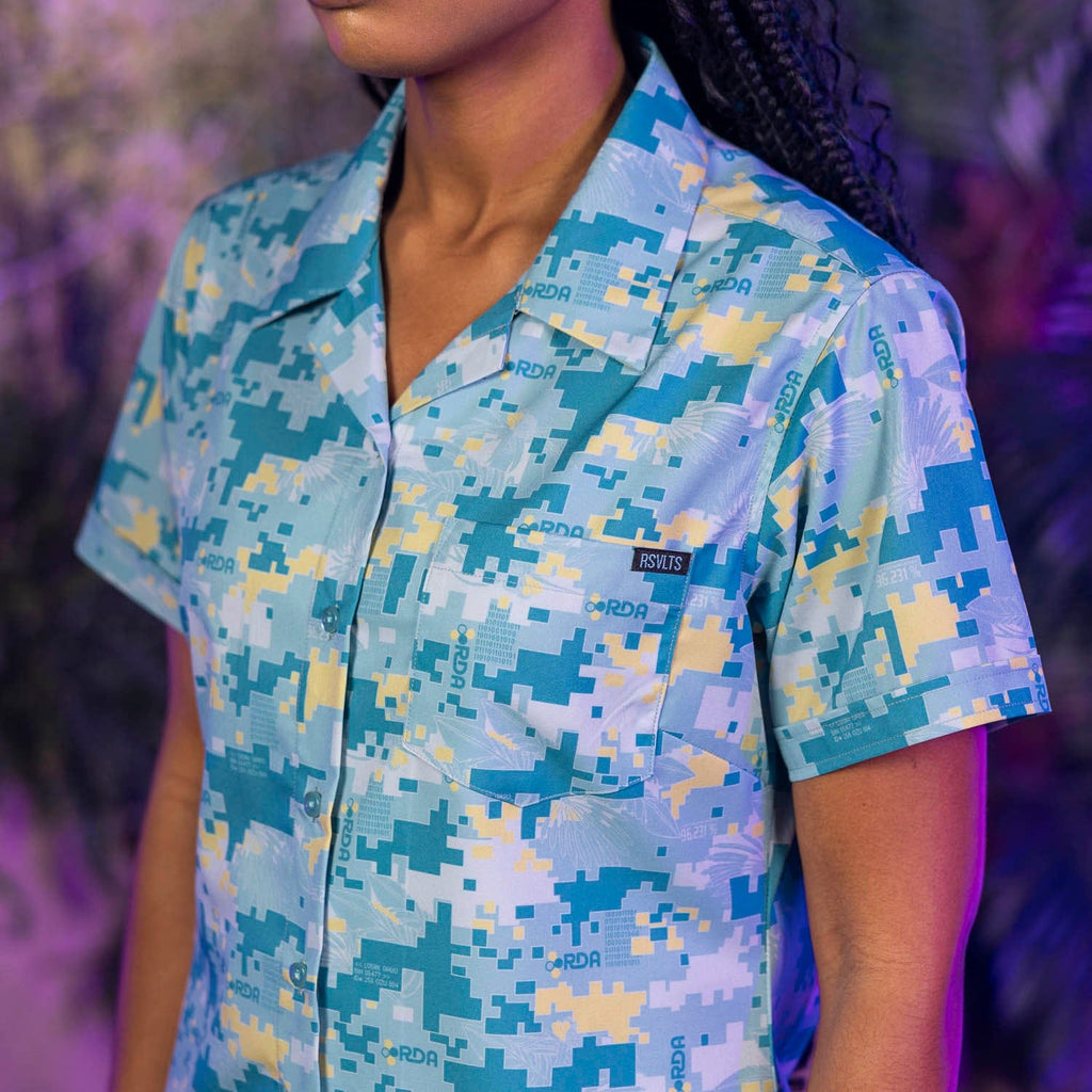 RSVLTS RDA Camo Women's KUNUFLEX Short Sleeve Shirt in Blue — detail 5