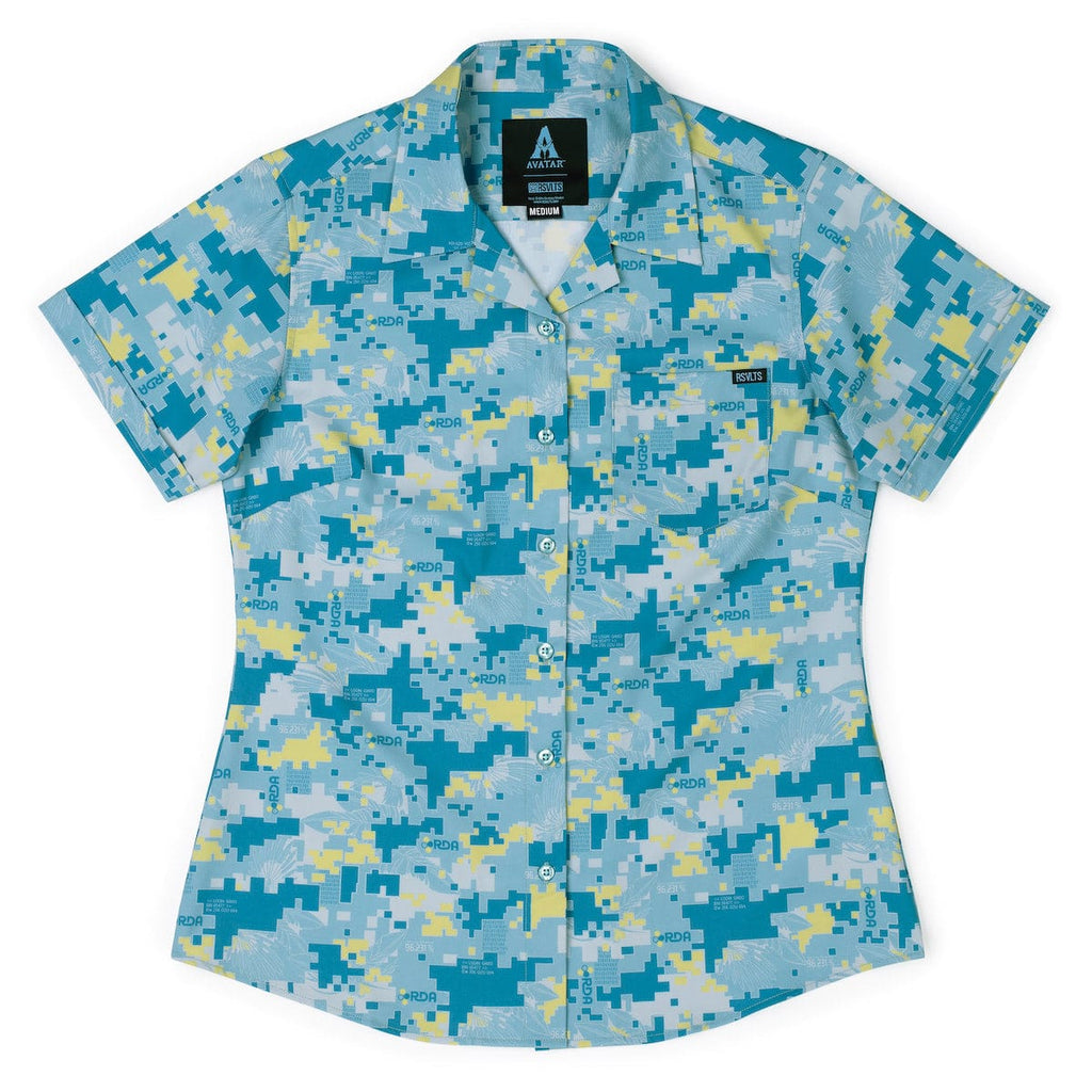 RSVLTS RDA Camo Women's KUNUFLEX Short Sleeve Shirt in Blue — detail 4
