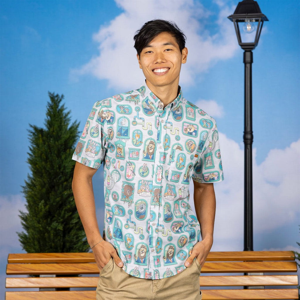 RSVLTS Mammal Metropolis KUNUFLEX Short Sleeve Shirt in Gray — detail 5