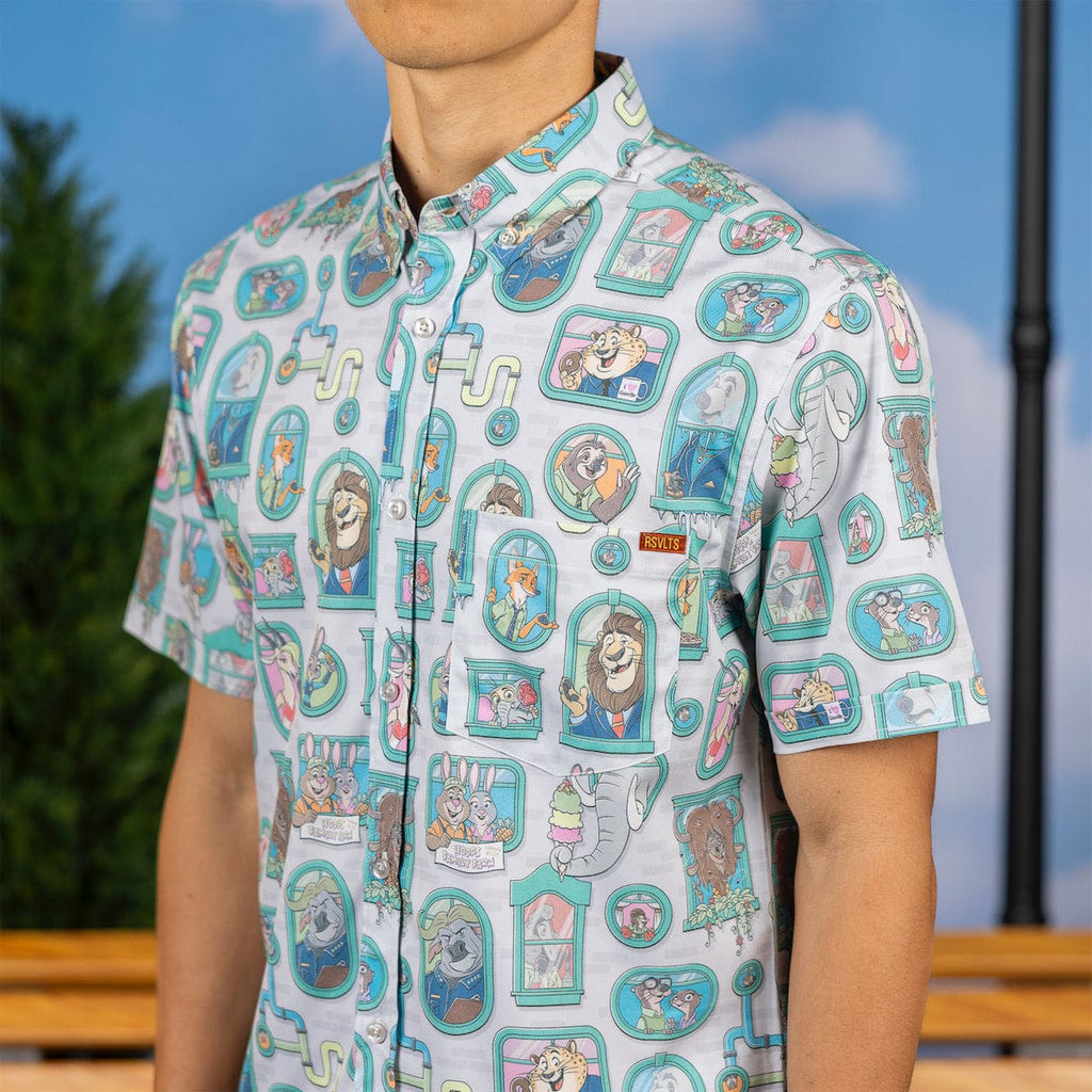 RSVLTS Mammal Metropolis KUNUFLEX Short Sleeve Shirt in Gray — detail 7