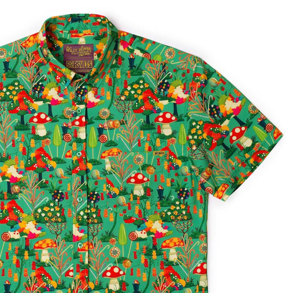 RSVLTS Pure Imagination KUNUFLEX Short Sleeve Shirt in Green — front view