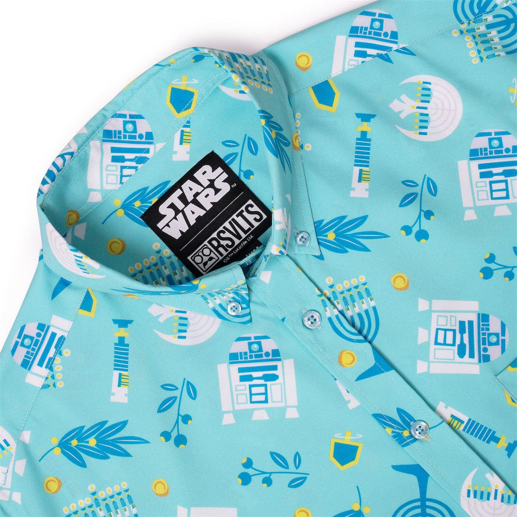 RSVLTS Festival of Lightsabers KUNUFLEX Short Sleeve Shirt in Blue — detail 5