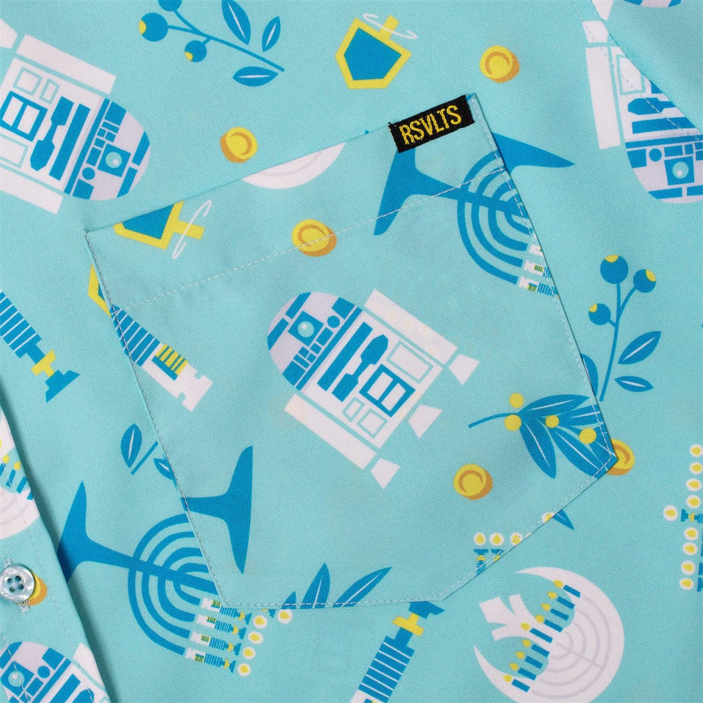 RSVLTS Festival of Lightsabers KUNUFLEX Short Sleeve Shirt in Blue — detail 7