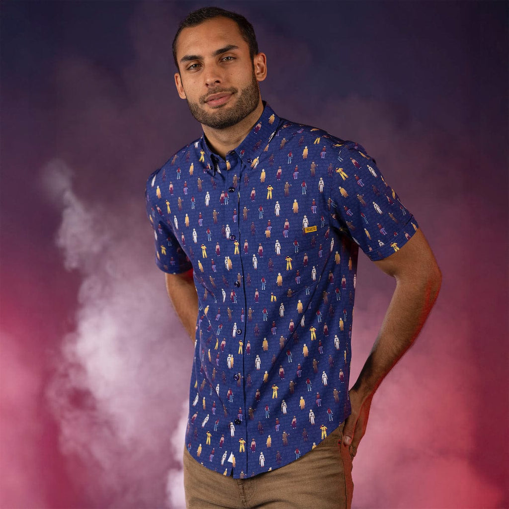 RSVLTS Past. Present. Future. KUNUFLEX Short Sleeve Shirt in Blue — detail 6