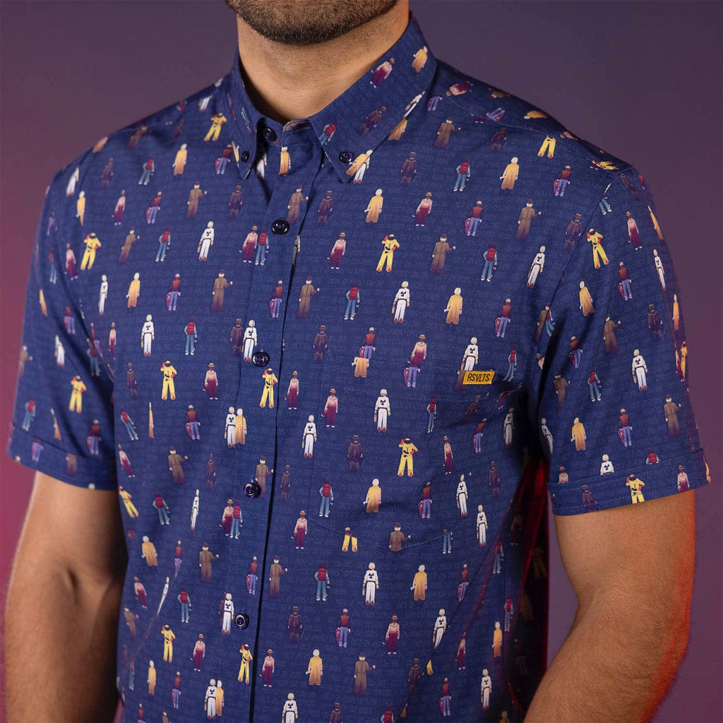 RSVLTS Past. Present. Future. KUNUFLEX Short Sleeve Shirt in Blue — detail 8