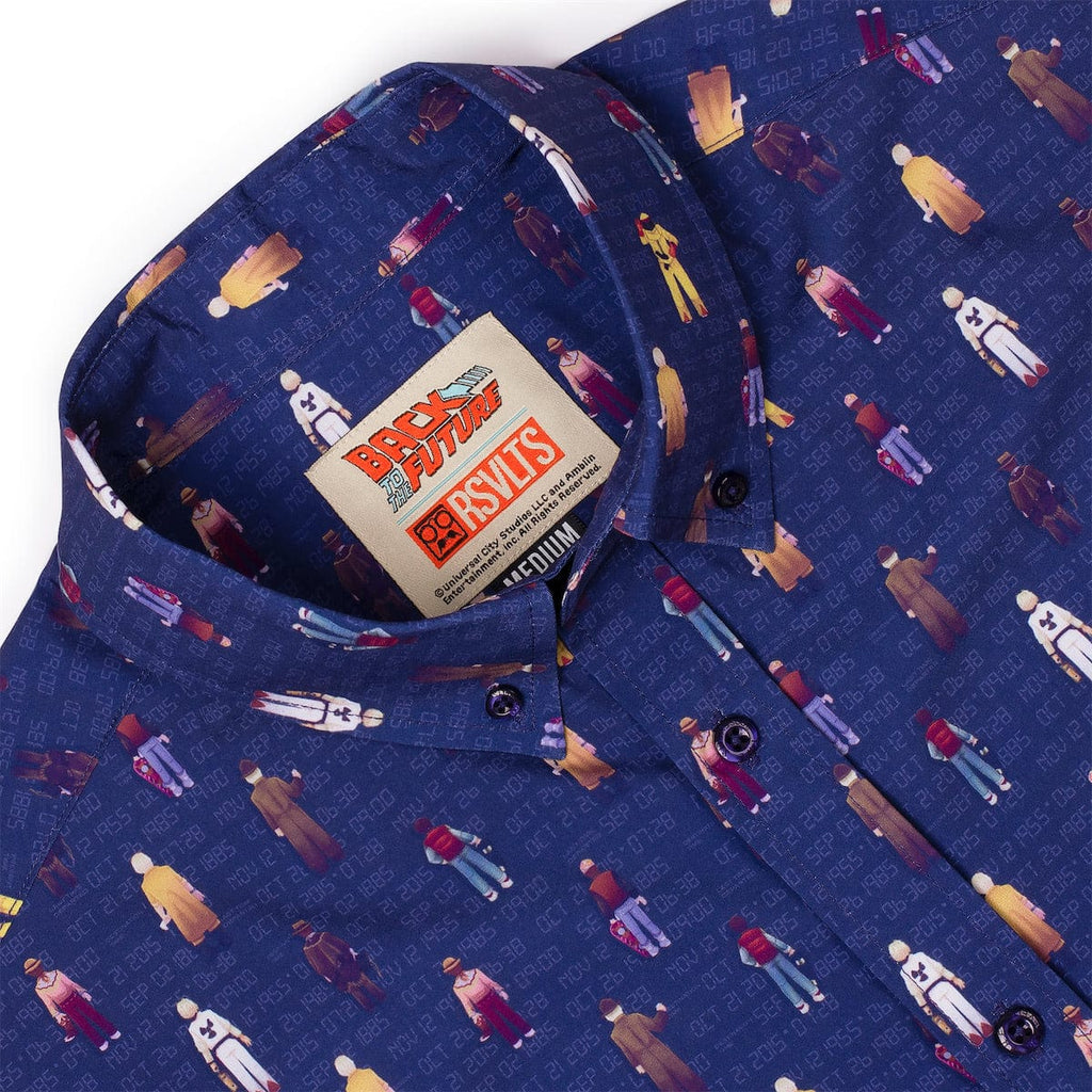 RSVLTS Past. Present. Future. KUNUFLEX Short Sleeve Shirt in Blue — detail 10