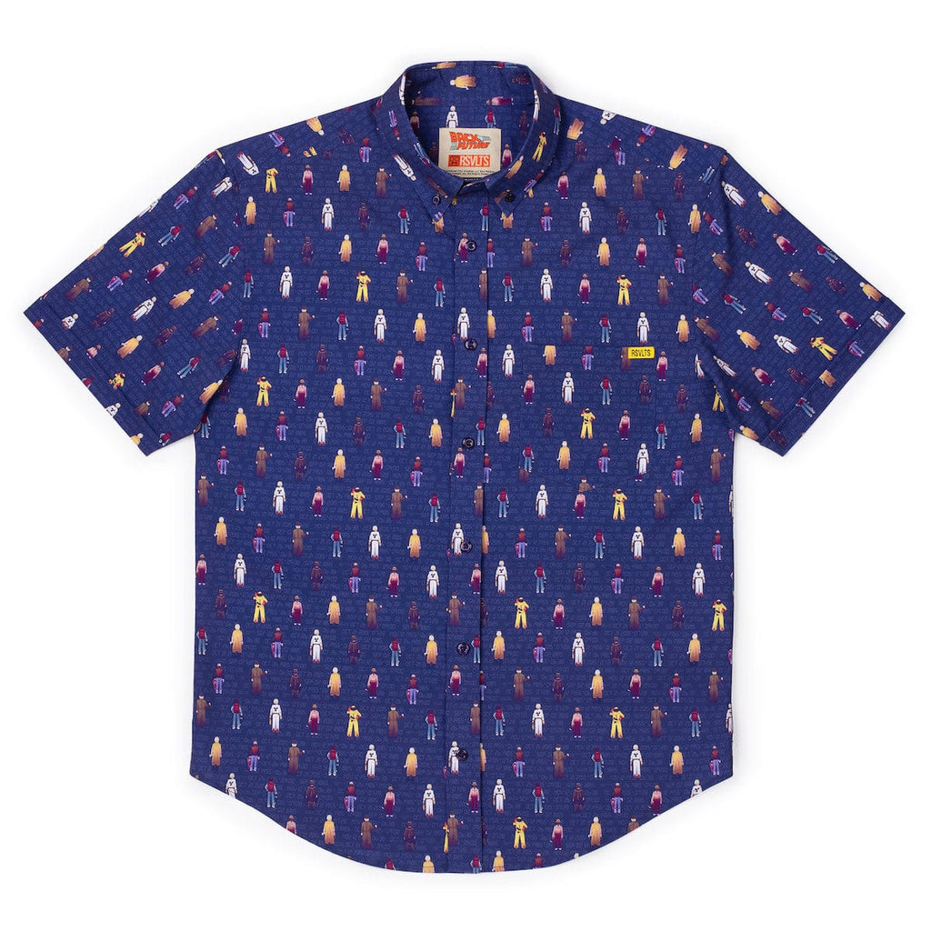 RSVLTS Past. Present. Future. KUNUFLEX Short Sleeve Shirt in Blue — detail 9