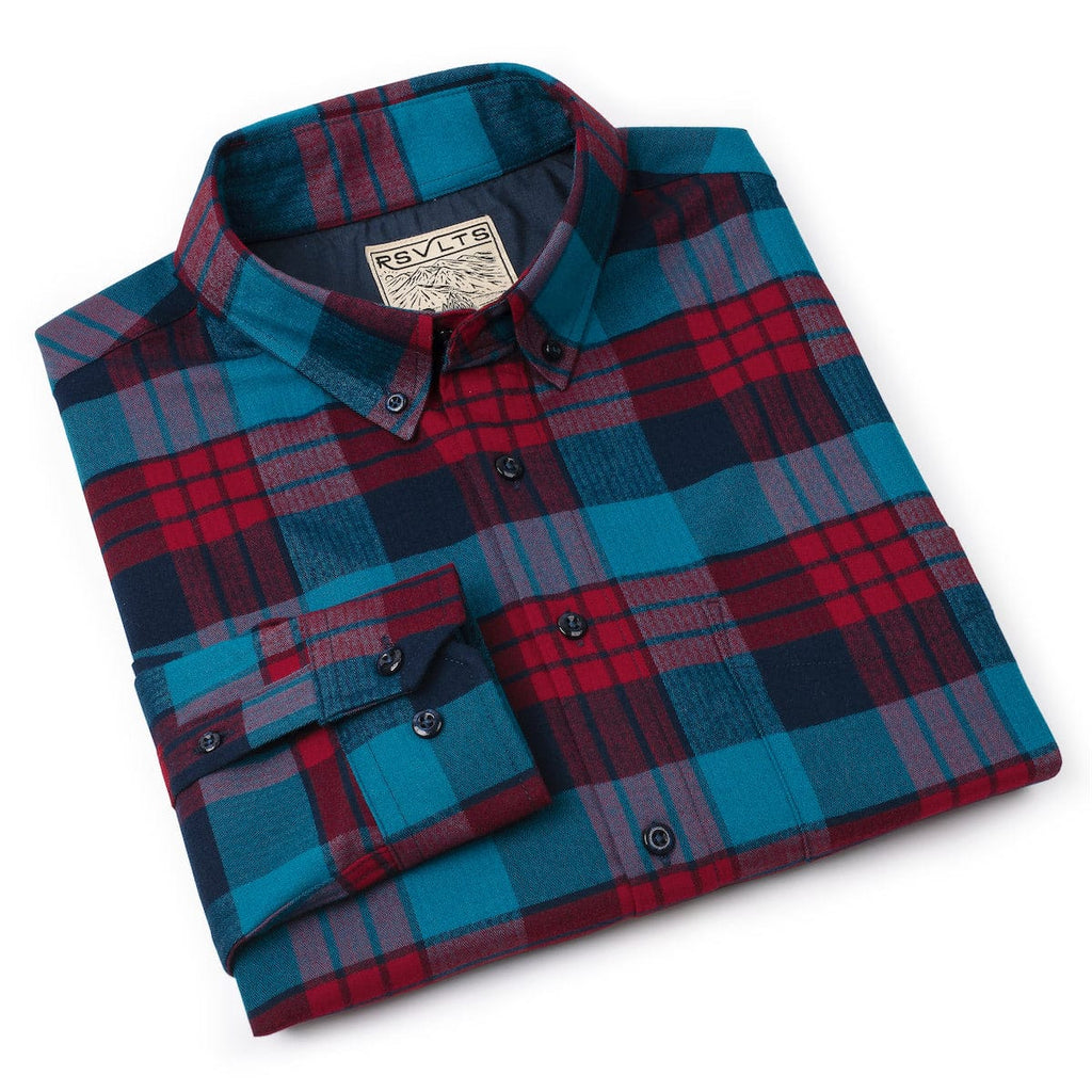 RSVLTS Flanis Joplin BorlandFlex Long Sleeve Flannel in Blue — detail 8