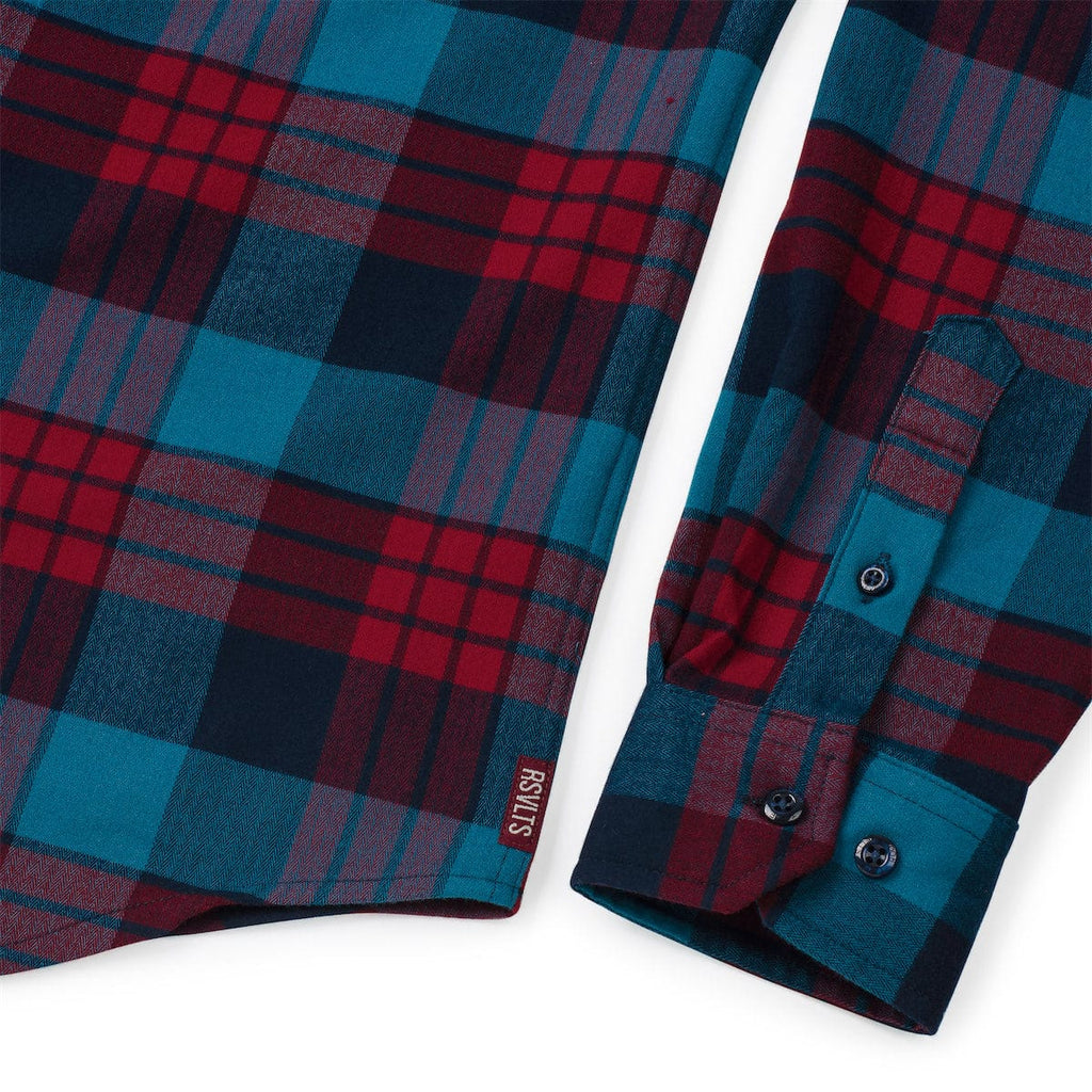 RSVLTS Flanis Joplin BorlandFlex Long Sleeve Flannel in Blue — detail 7