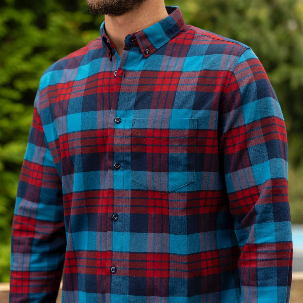 RSVLTS Flanis Joplin BorlandFlex Long Sleeve Flannel in Blue — front view