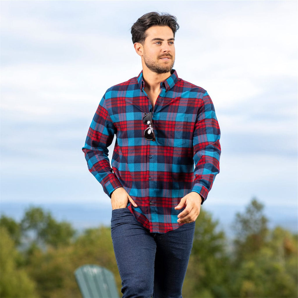 RSVLTS Flanis Joplin BorlandFlex Long Sleeve Flannel in Blue — detail 3