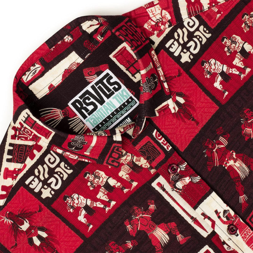 RSVLTS The Spirit of Polynesia Bamboo Short Sleeve Shirt in Red — detail 9