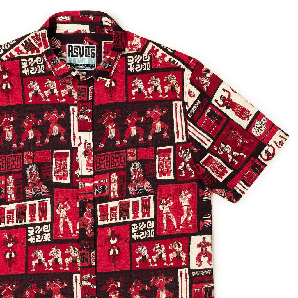 RSVLTS The Spirit of Polynesia Bamboo Short Sleeve Shirt in Red — detail 5