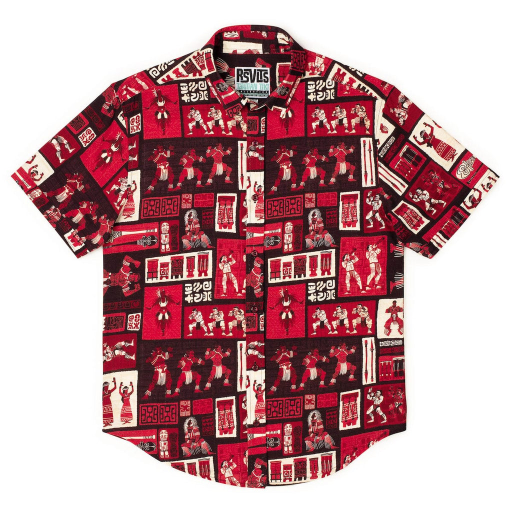 RSVLTS The Spirit of Polynesia Bamboo Short Sleeve Shirt in Red — detail 8