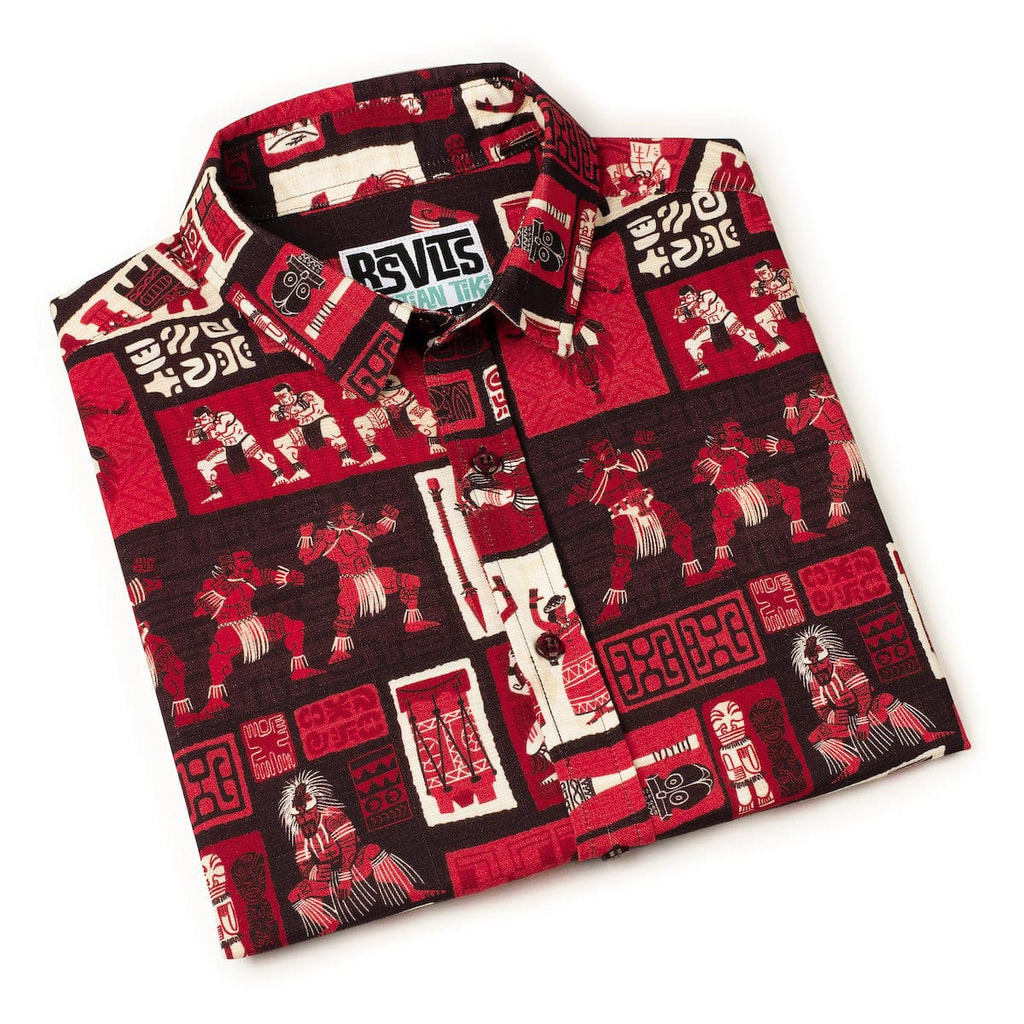 RSVLTS The Spirit of Polynesia Bamboo Short Sleeve Shirt in Red — detail 11