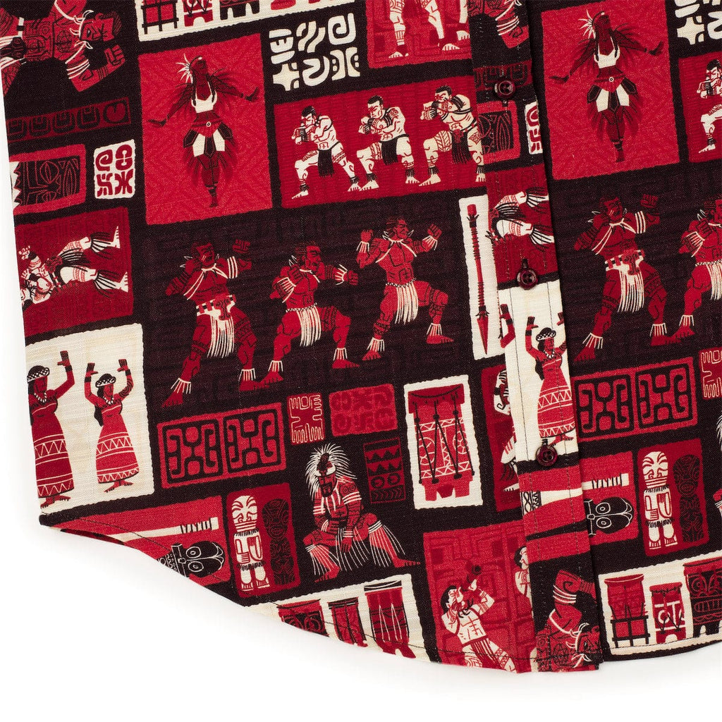 RSVLTS The Spirit of Polynesia Bamboo Short Sleeve Shirt in Red — detail 10