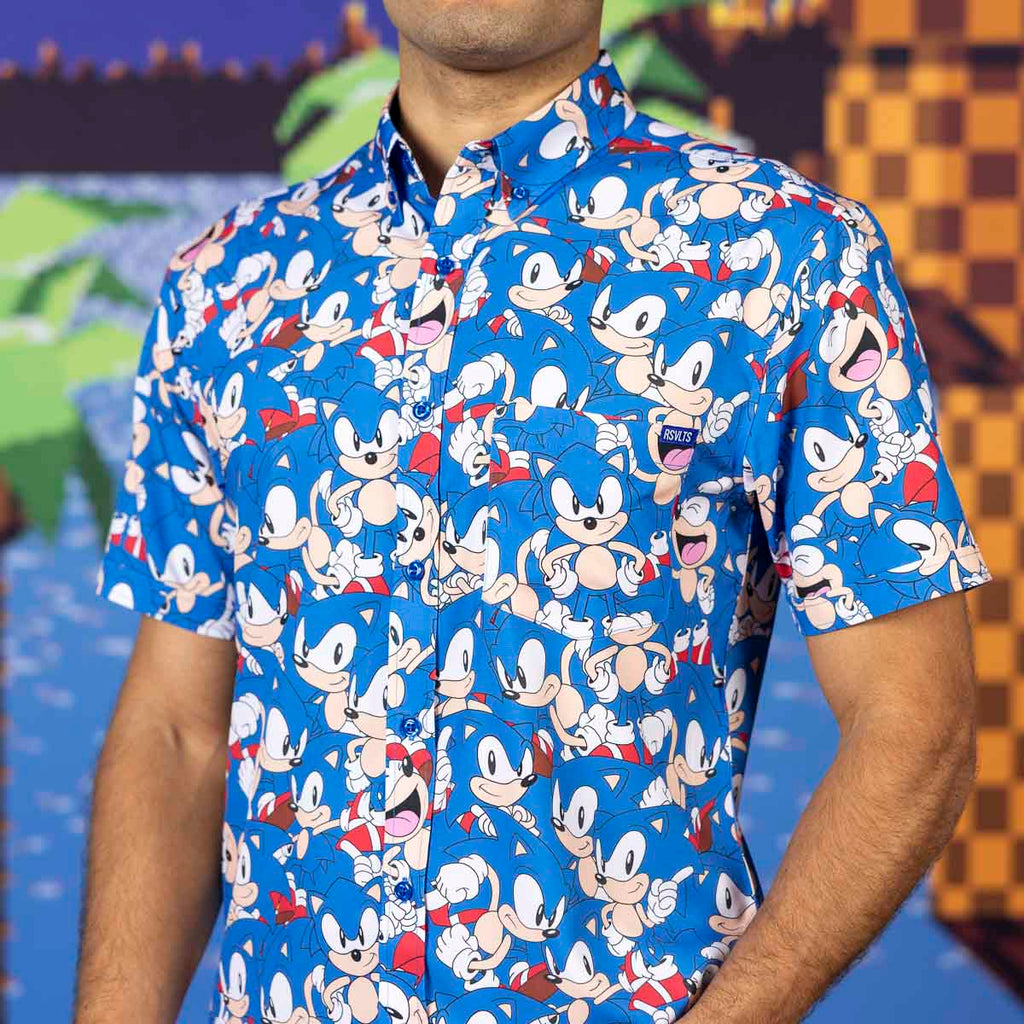 RSVLTS Catch Me If You Can KUNUFLEX Short Sleeve Shirt in Blue — detail 9