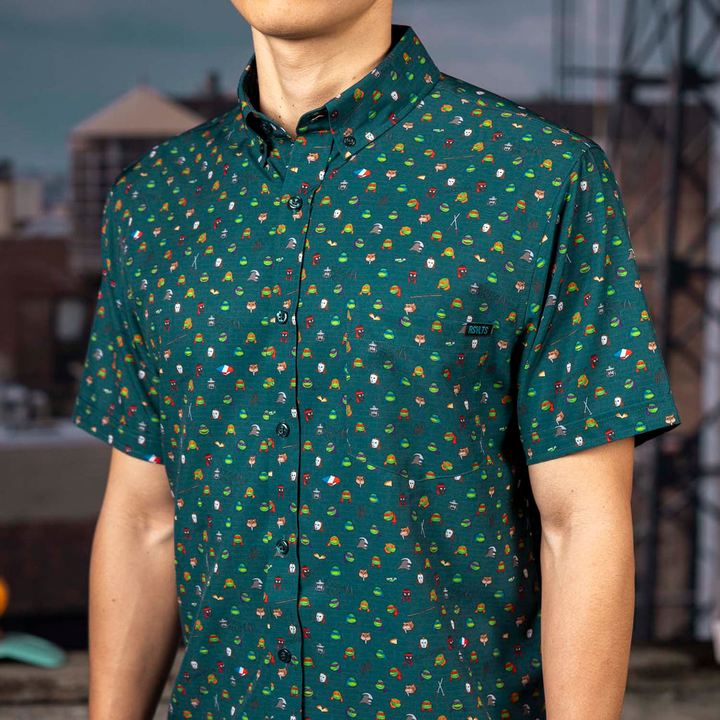RSVLTS Underground Icons KUNUFLEX Short Sleeve Shirt in Green — detail 8