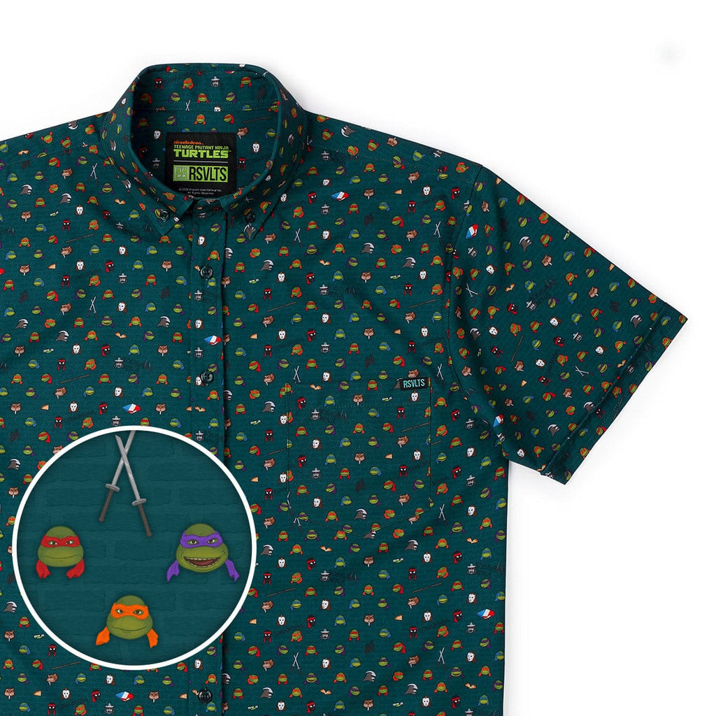 RSVLTS Underground Icons KUNUFLEX Short Sleeve Shirt in Green — front view