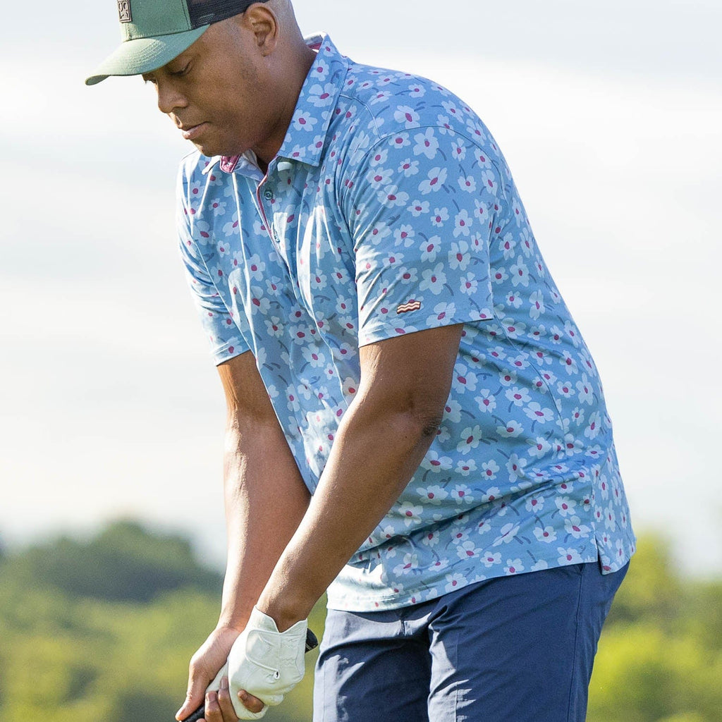 RSVLTS Playing the Blues All-Day Polo in Blue — detail 2