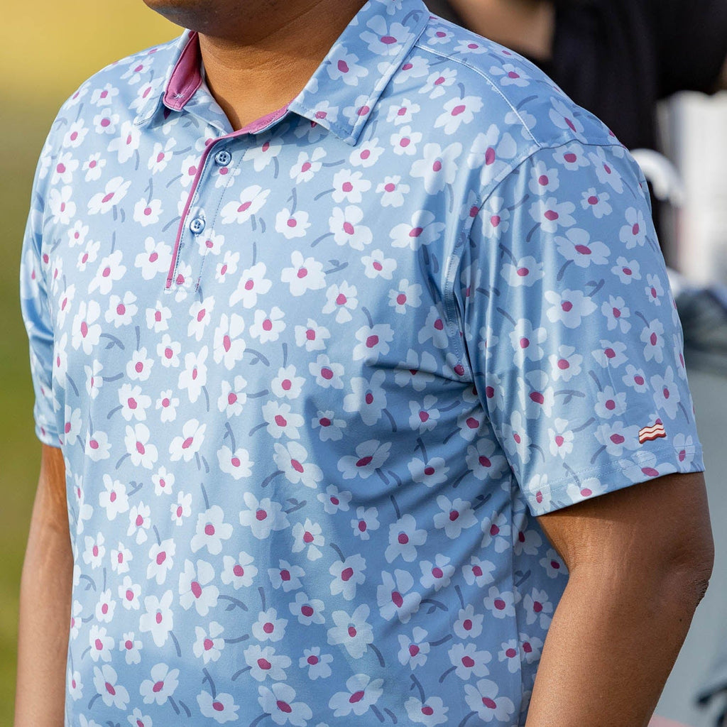 RSVLTS Playing the Blues All-Day Polo in Blue — front view