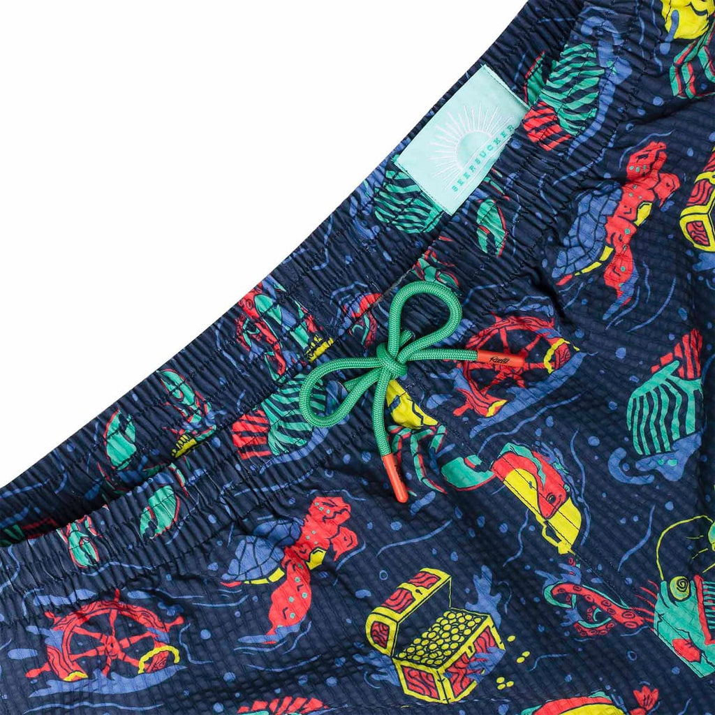 RSVLTS What Lies Beneath Stretch Seersucker Hybrid Shorts in Blue — detail 5
