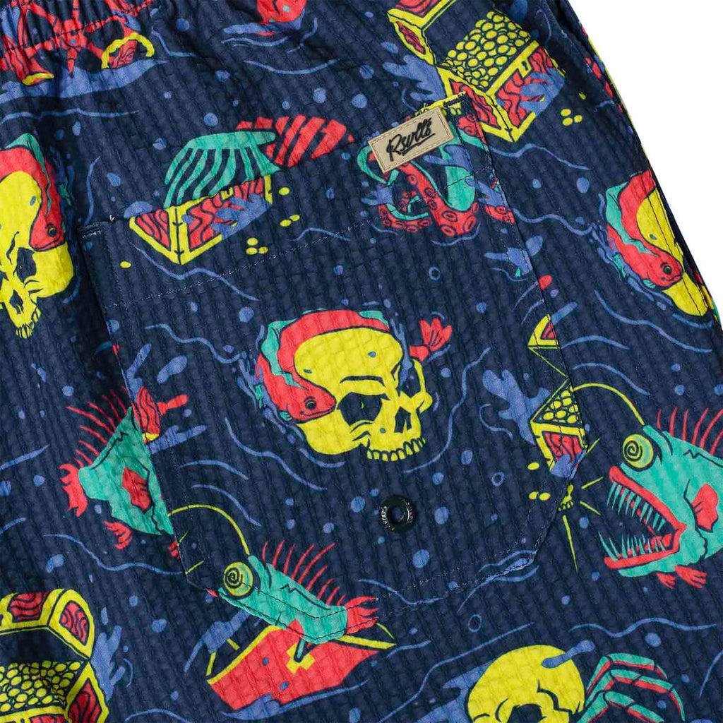 RSVLTS What Lies Beneath Stretch Seersucker Hybrid Shorts in Blue — detail 4