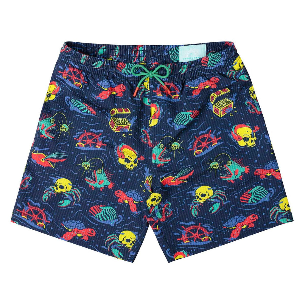 RSVLTS What Lies Beneath Stretch Seersucker Hybrid Shorts in Blue — detail 2