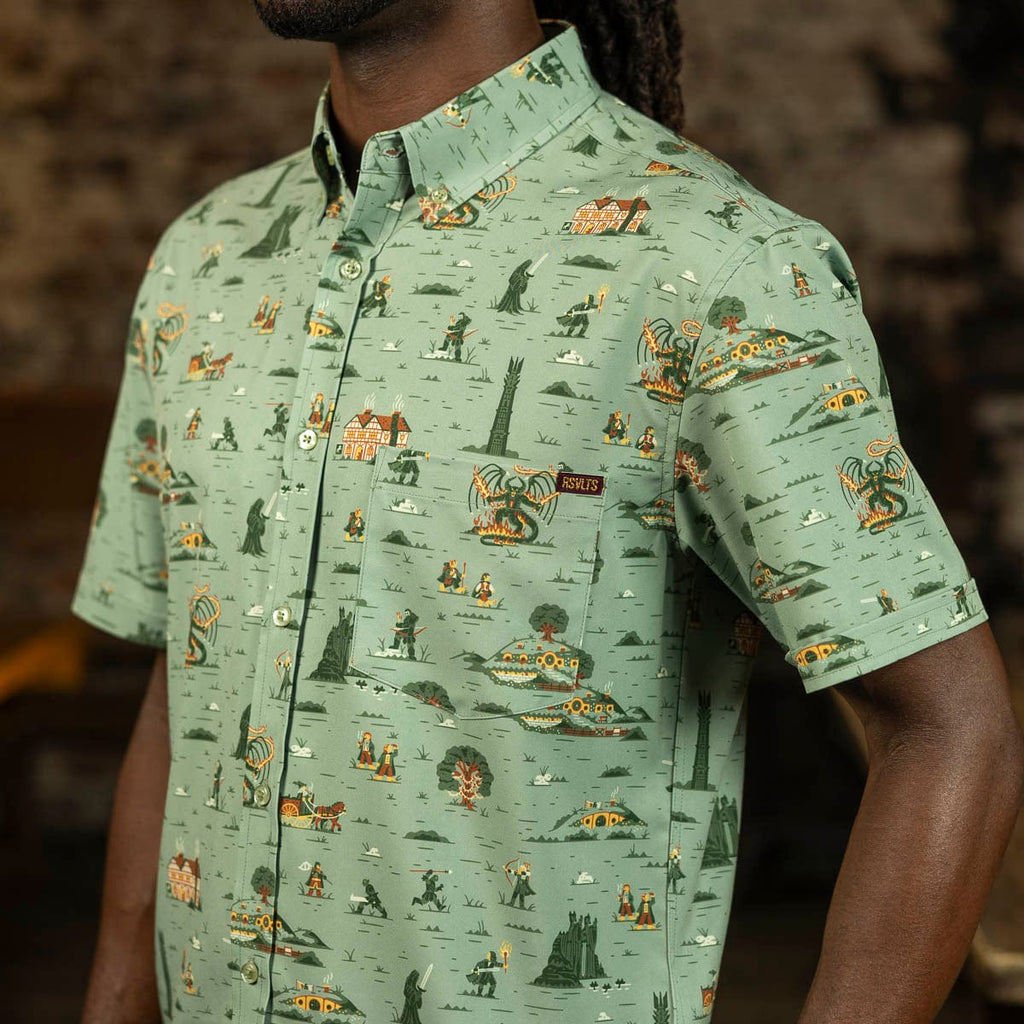 RSVLTS Frodo's Journey KUNUFLEX Short Sleeve Shirt in Green — detail 11