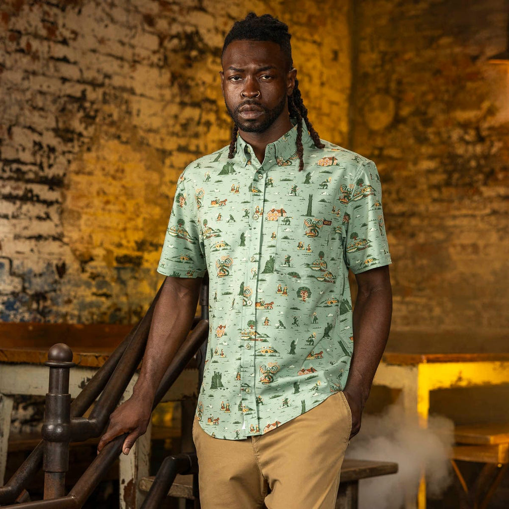 RSVLTS Frodo's Journey KUNUFLEX Short Sleeve Shirt in Green — detail 9
