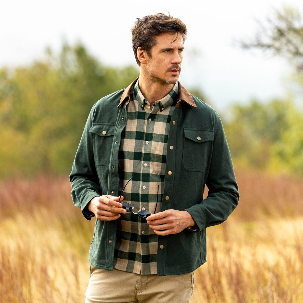 RSVLTS Hunter Green Heavy-Duty Shirt Jacket in Green — detail 3