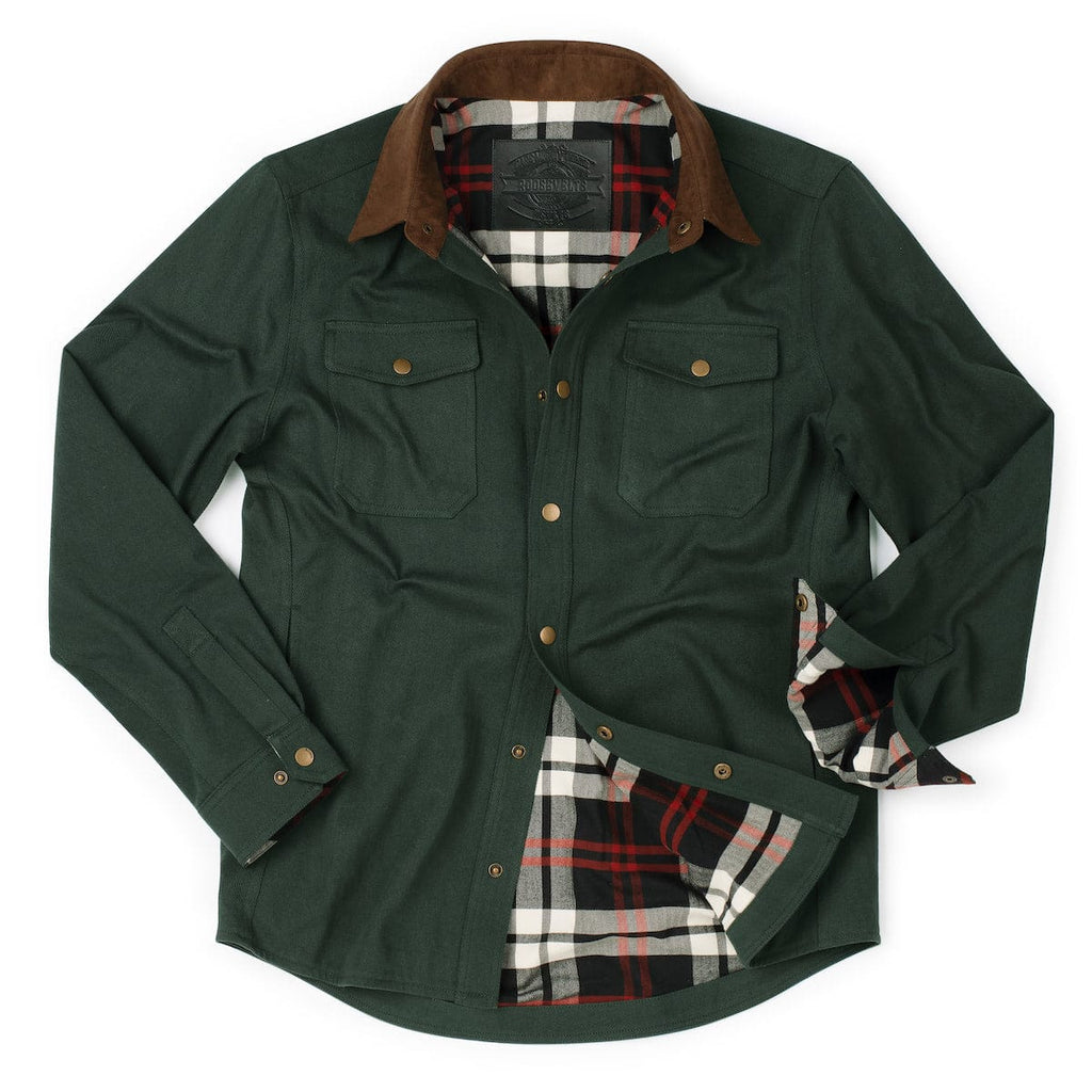 RSVLTS Hunter Green Heavy-Duty Shirt Jacket in Green — front view