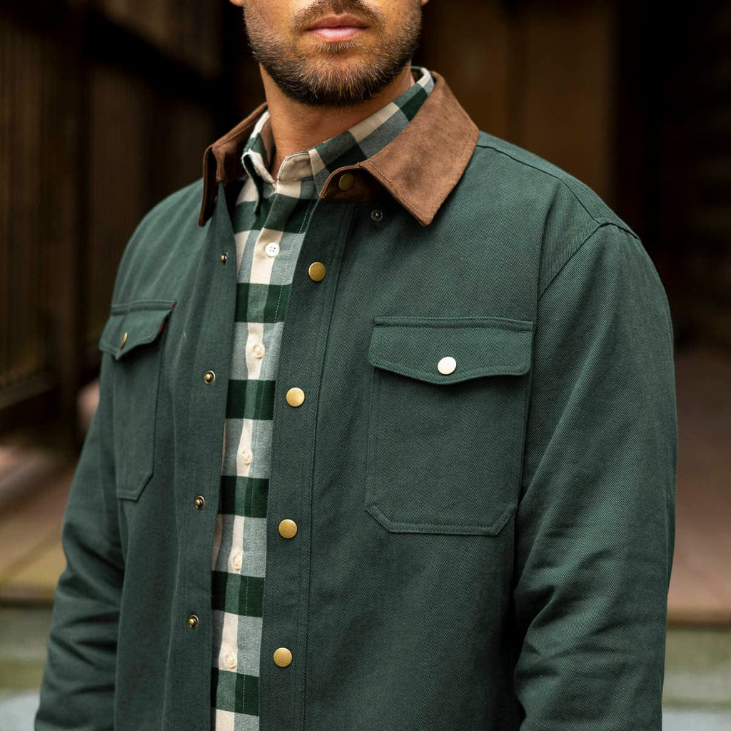 RSVLTS Hunter Green Heavy-Duty Shirt Jacket in Green — detail 5