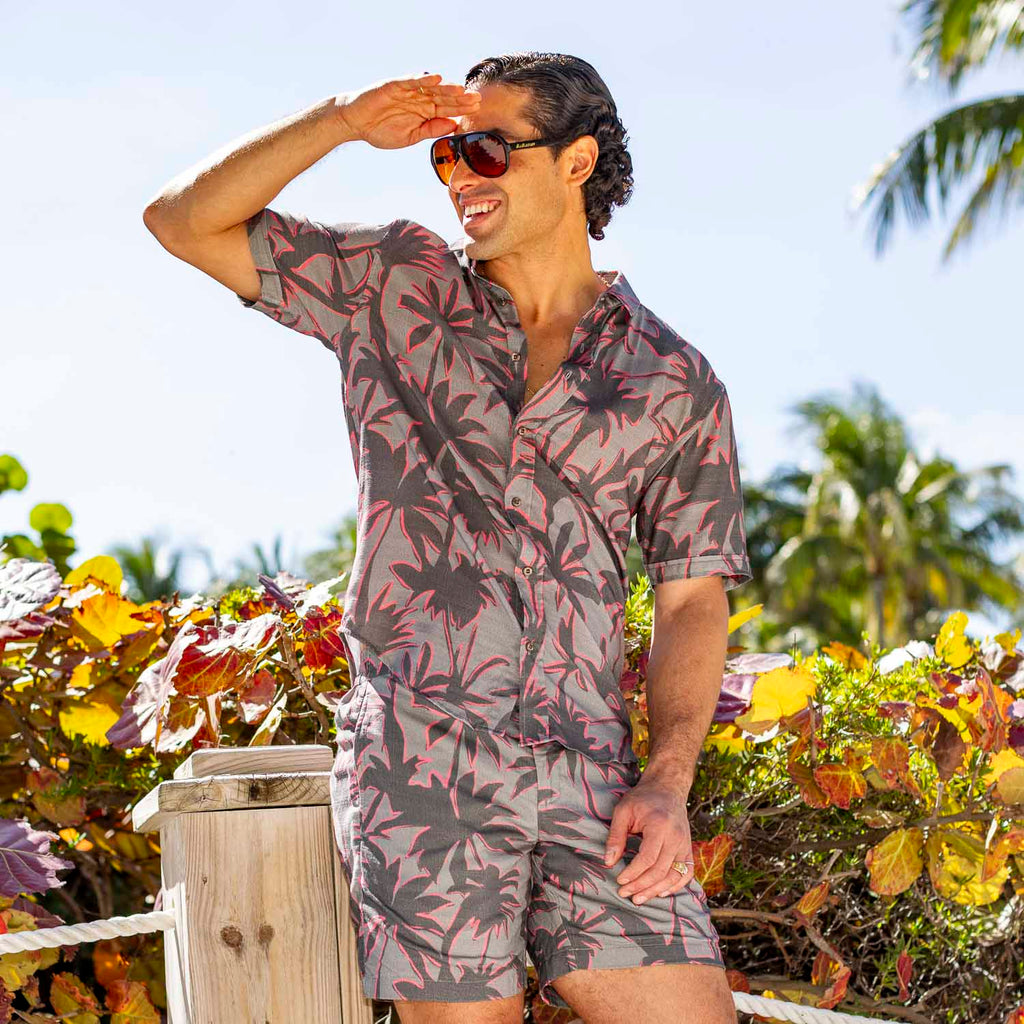 RSVLTS Ember Sunset Bamboo Resort Shorts in Gray — detail 3