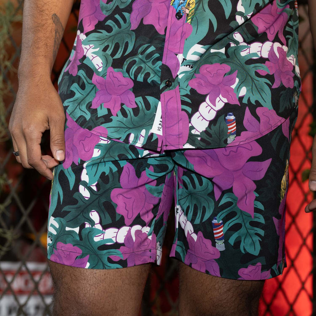 RSVLTS Nobody Cares Hybrid Shorts in Purple — detail 4