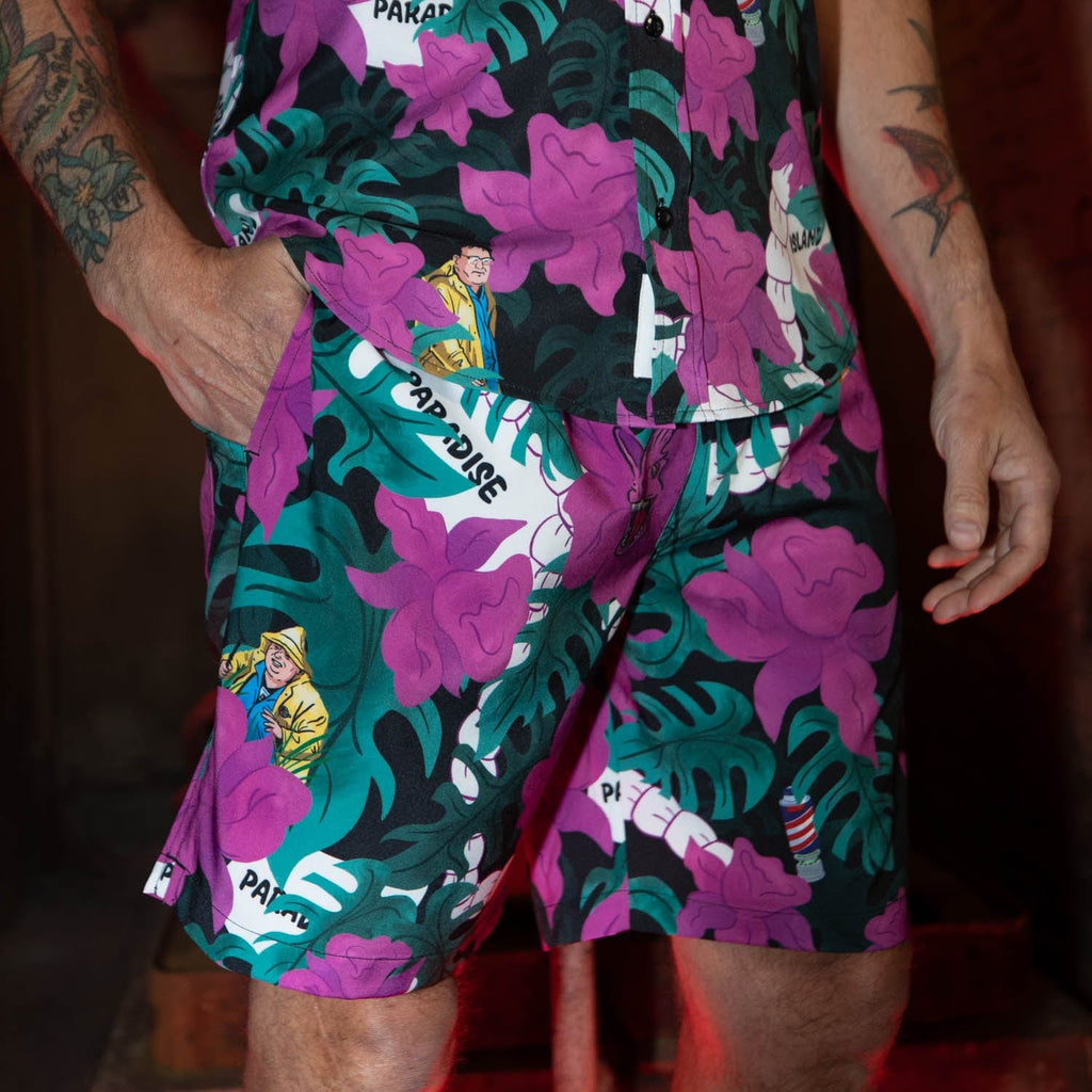 RSVLTS Nobody Cares Hybrid Shorts in Purple — detail 2